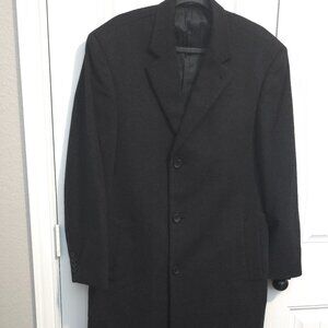 Turnbury Dark Charcoal Gray Cashmere Long Dress Overcoat - Men's Size 40L